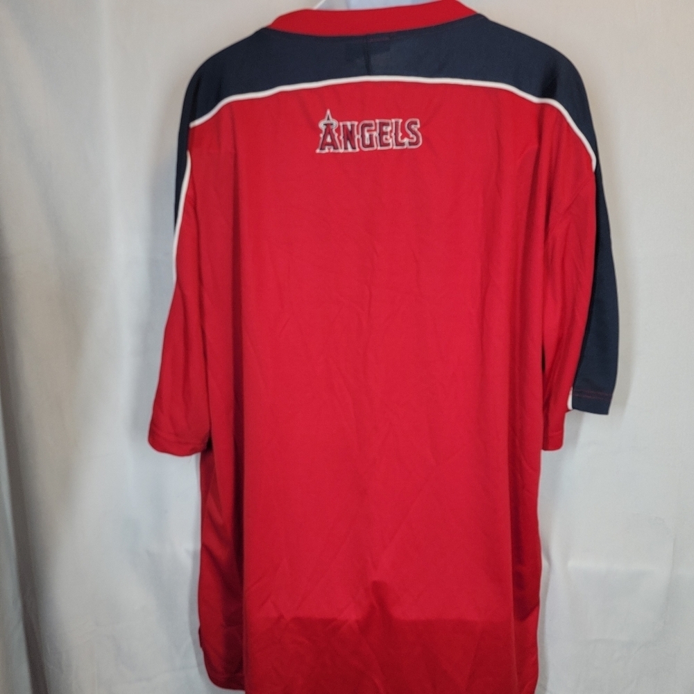 Stitches Angels red jersey short sleeve v-neck shirt. Size 2XL. Embroidered. - Picture 2 of 9